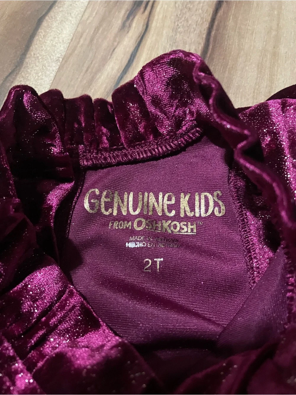 Genuine Kids OshKosh Baby Girl Burgundy Velvet Ruffle Jumpsuit 2T